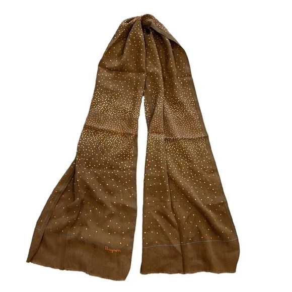 Bayron Brown Rectangle Polka Dot Scarf - Picture 1 of 5